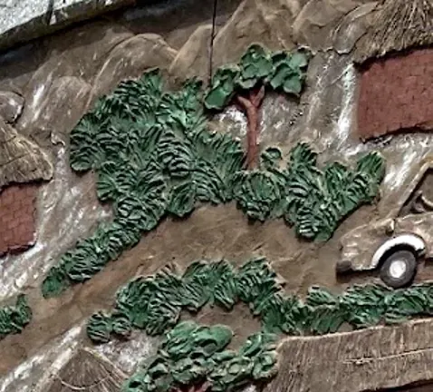 Carved trees on the mural